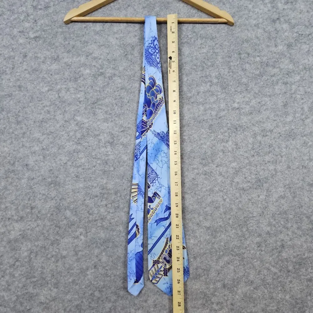 Kole Kole Hawaii‎ 100% Polyester Tie Blues & Bright Yellows Abstract Print 55x4
